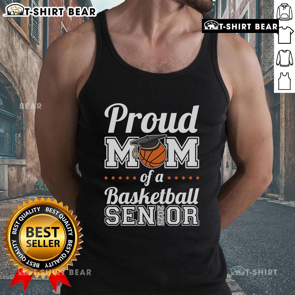 Top Proud Mom of a Basketball Senior 2025 Tank Top, showcasing pride in her child's sports achievements.