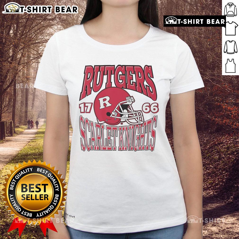 Top Rutgers Scarlet Knights Classic Team Helmet Ladies Tee featuring vibrant team colors and stylish design.