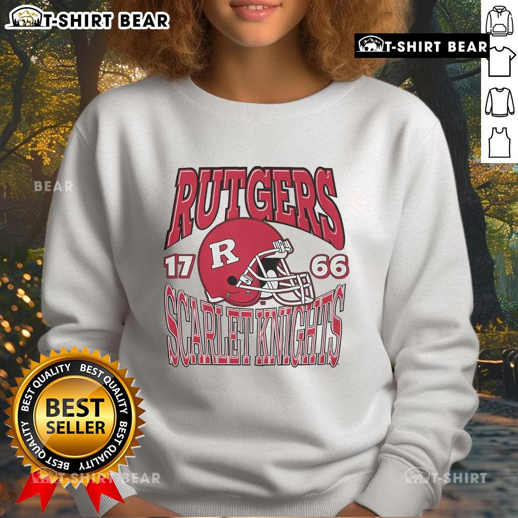 Alt Text: Cozy Rutgers Scarlet Knights classic team helmet sweatshirt, perfect for game day and showing team spirit.