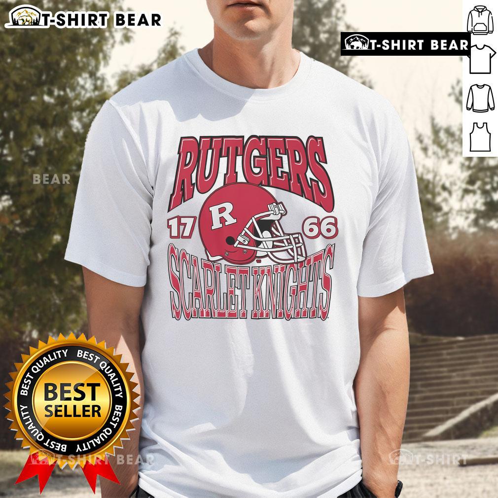 Top Rutgers Scarlet Knights Classic Team Helmet T-Shirt featuring bold team colors and iconic helmet design.