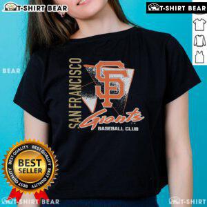 San Francisco Giants Side Arm Baseball Club Ladies Tee featuring vibrant team colors and stylish design for fans.
