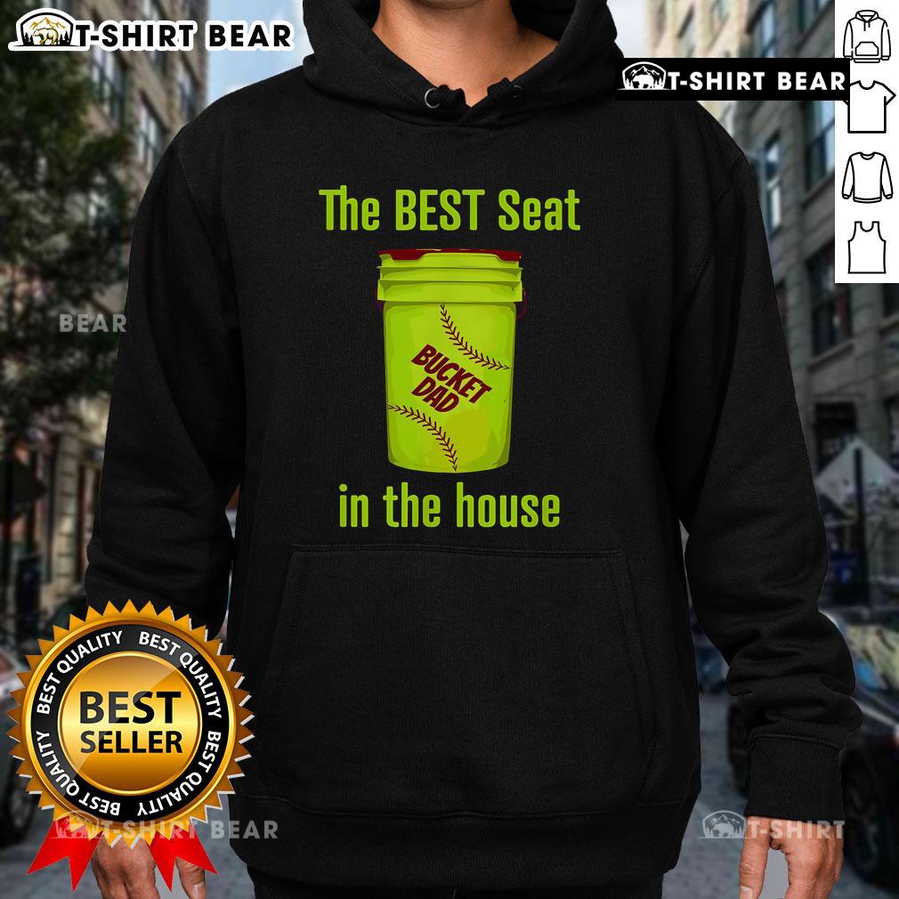Top Softball Dad hoodie featuring 'Best Seat in the House' design for pitcher and catcher, perfect for game day.