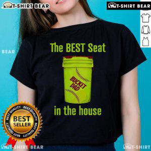 Top Softball Dad tee featuring 'Best Seat in the House' design, perfect for proud parents of pitcher and catcher players.