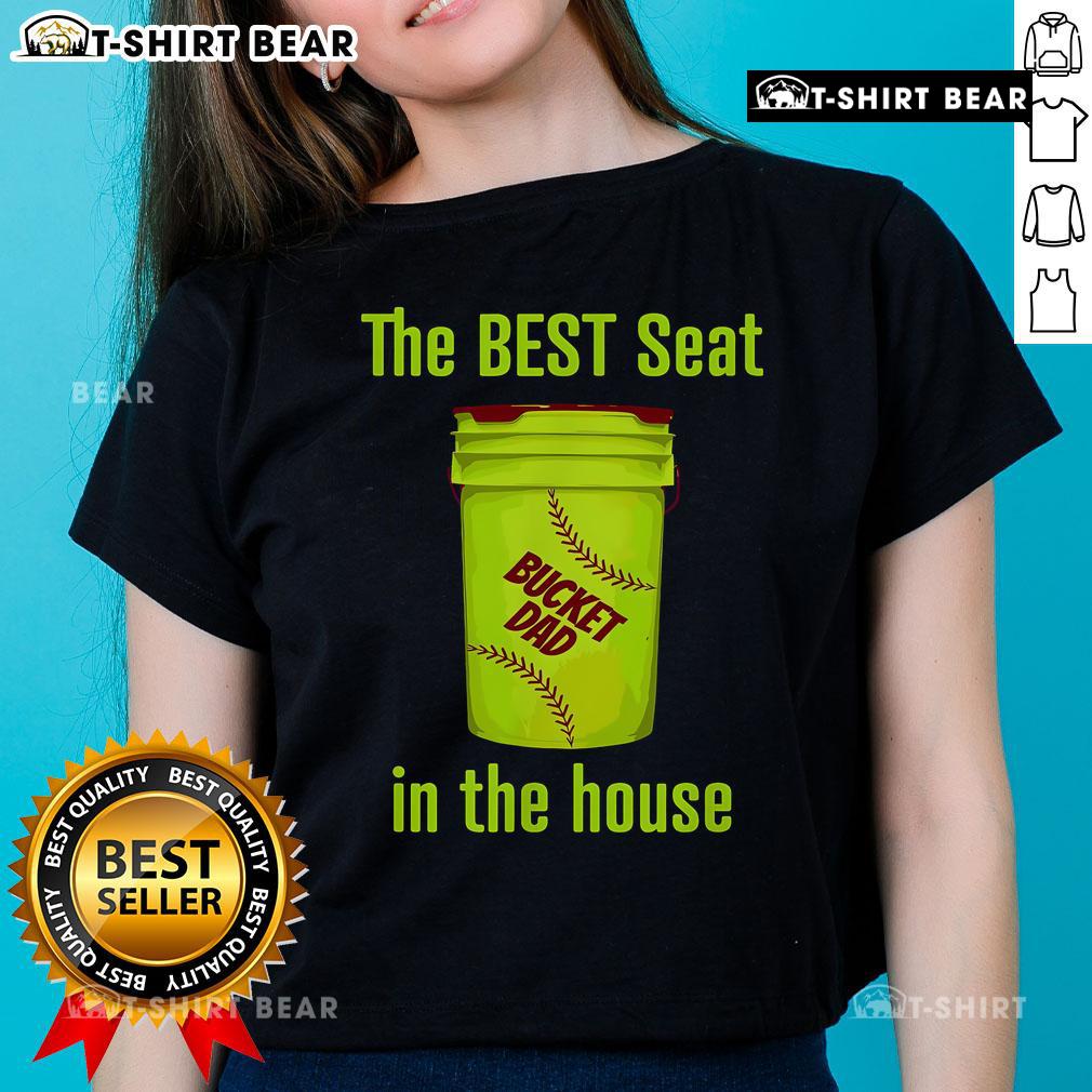 Top Softball Dad tee featuring 'Best Seat in the House' design, perfect for proud parents of pitcher and catcher players.