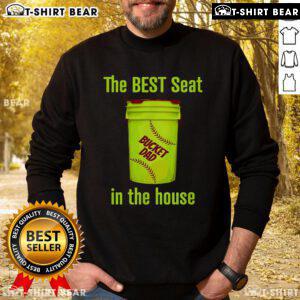 Top Softball Dad sweatshirt featuring 'Best Seat in the House' design, perfect for cheering on pitcher and catcher.