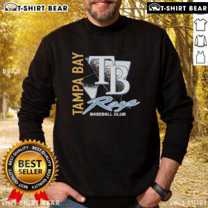 Top Tampa Bay Rays side arm baseball club sweatshirt in navy blue, featuring team logo and comfortable design.