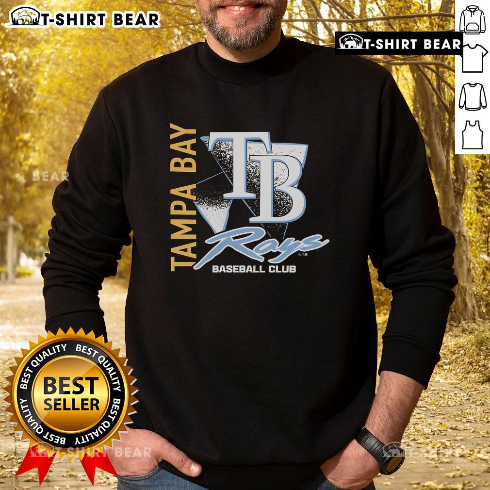 Top Tampa Bay Rays side arm baseball club sweatshirt in navy blue, featuring team logo and comfortable design.