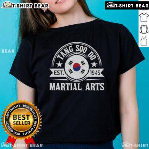 Top Tang Soo Do Taekwondo Mixed Martial Arts Est 1945 ladies tee showcasing martial arts spirit and style.
