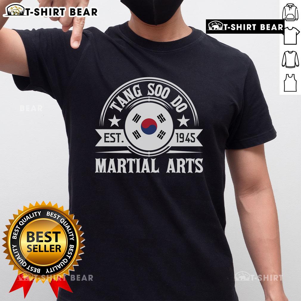 Top Tang Soo Do Taekwondo Mixed Martial Arts Est 1945 T-Shirt featuring a bold martial arts graphic design.