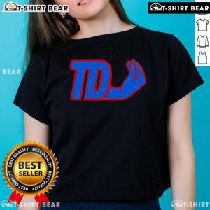 Top Tommy DeVito New York Giants Italian hand gesture ladies' tee, showcasing team spirit and cultural pride.