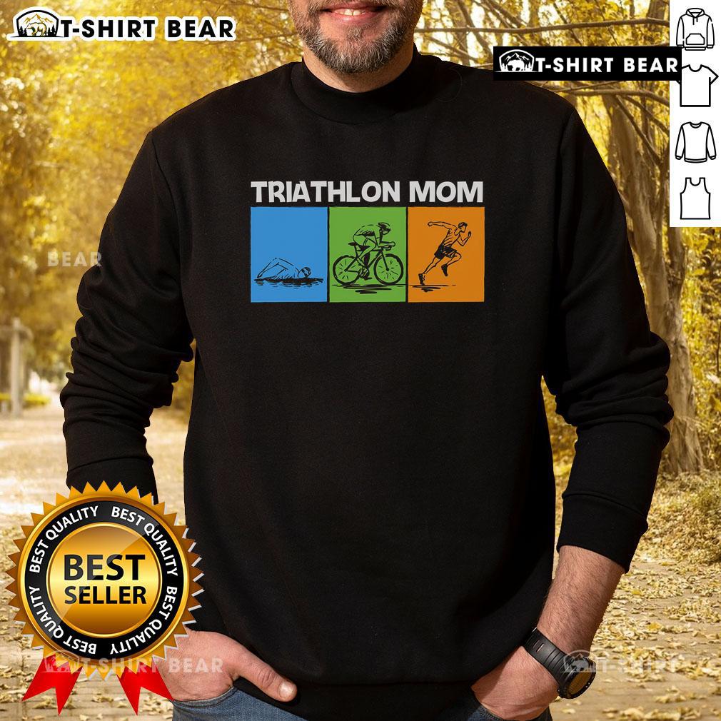 Top Triathlon Mom sweatshirt featuring a sporty design, perfect for triathletes and athletic moms.
