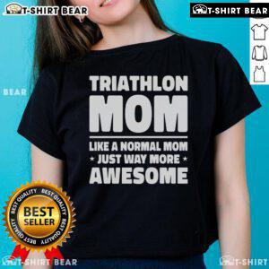 Top Triathlon Mom t-shirt design, showcasing sporty style for awesome moms who love triathlons and fitness.