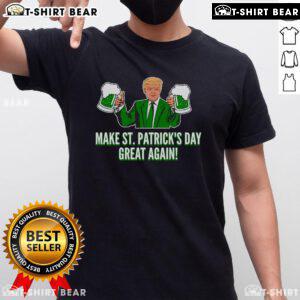 Top Trump Make St Patrick's Day Great Again beer T-shirt featuring a playful design for festive celebrations.