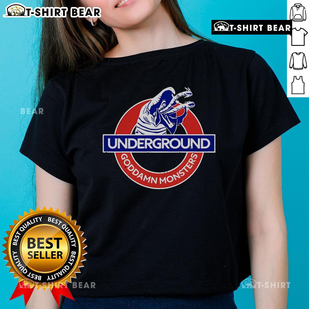 Top Underground God Damn Monsters Ladies Tee featuring vibrant graphics and a stylish design for fans of monster culture.