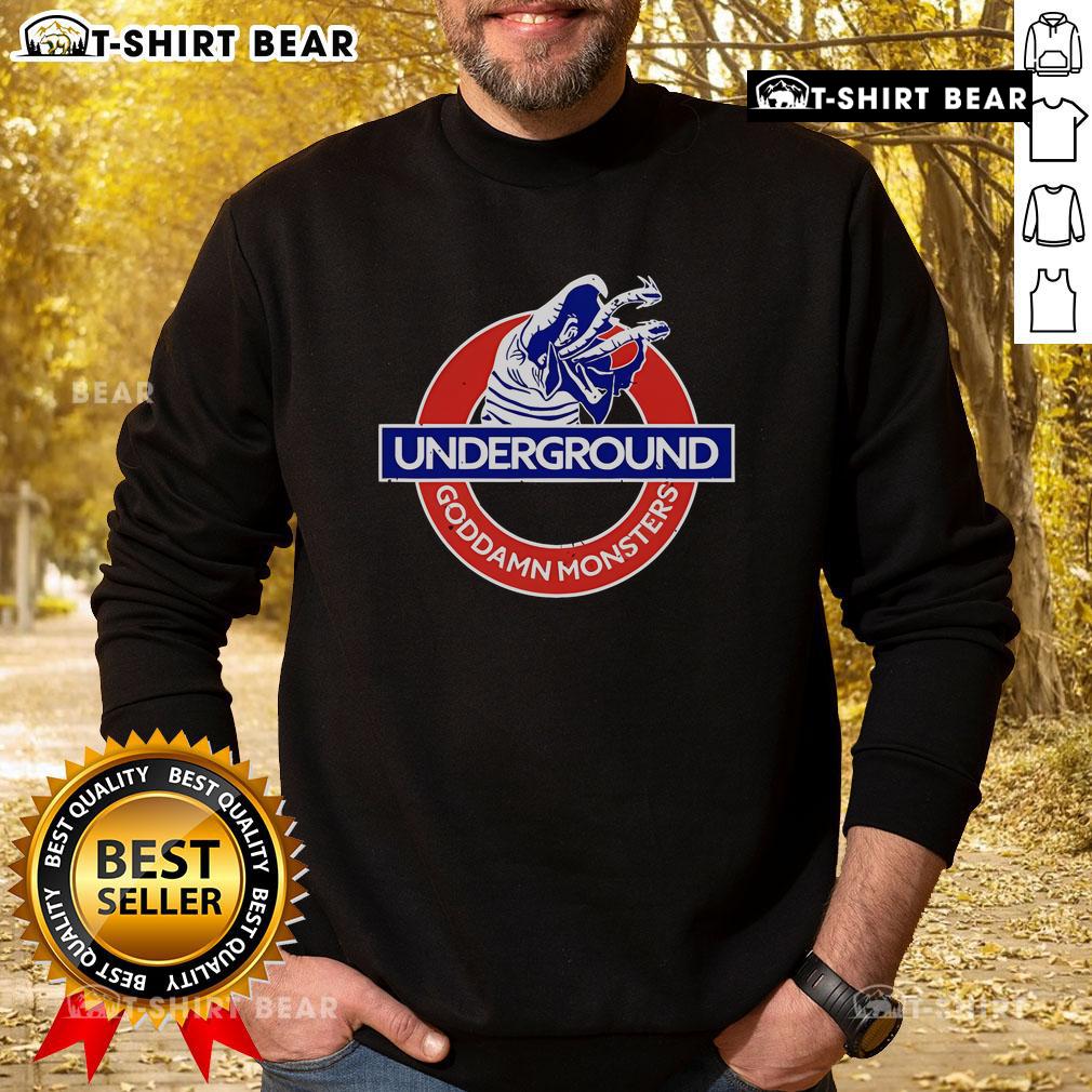 Stylish Top Underground God Damn Monsters sweatshirt featuring vibrant graphics and a comfortable fit for fans.