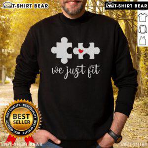 Cute matching Valentine's Day sweatshirt featuring a heart puzzle design, perfect for couples celebrating love together.