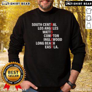 Top West Side Respect sweatshirt featuring Los Angeles, Watts, Compton, and Long Beach graphic design.