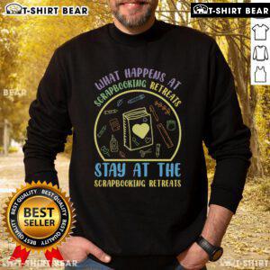 Cozy sweatshirt from Scrapbooking Retreats featuring the phrase 'Stay at the Scrapbooking Retreats' for crafting enthusiasts.