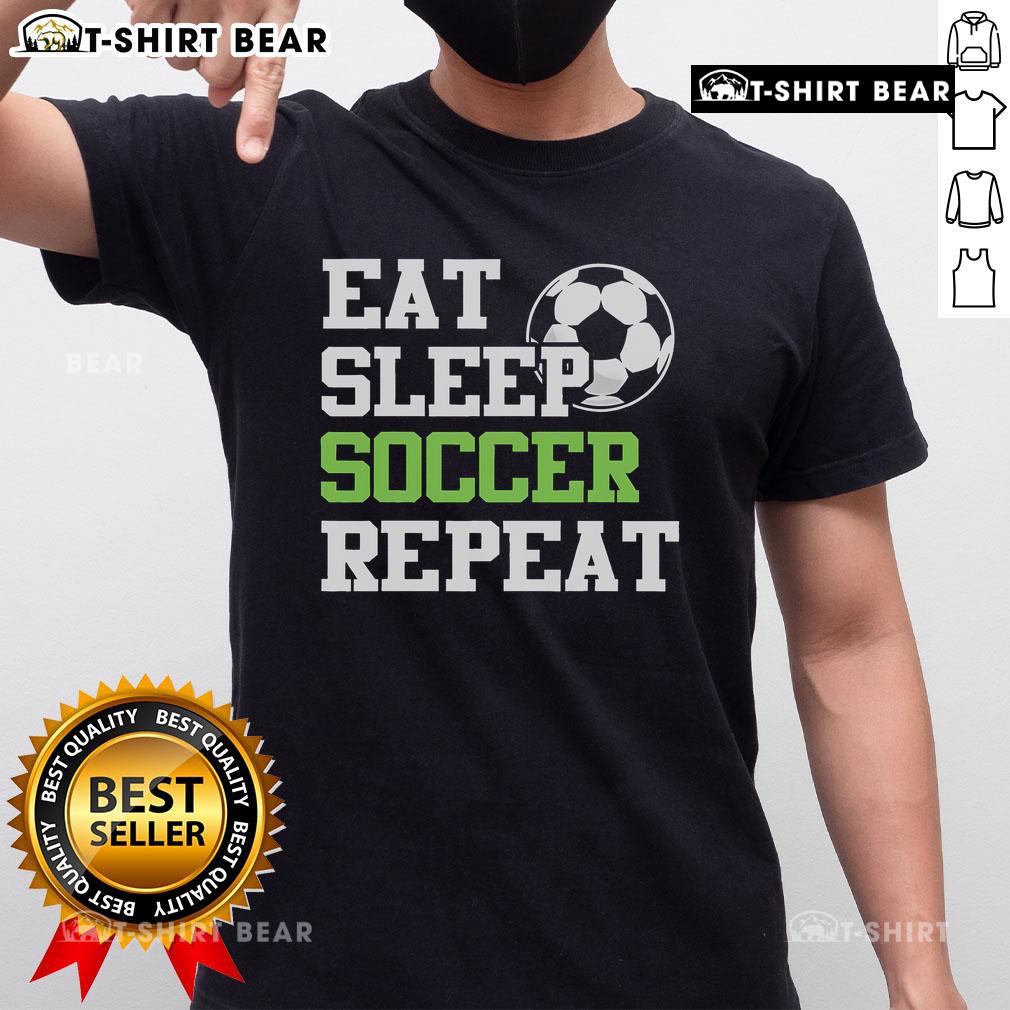 Awesome Eat Sleep Soccer Repeat T-Shirt for Soccer Players - Perfect apparel for passionate soccer enthusiasts.