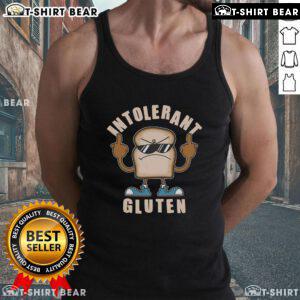 Funny gluten intolerant tank top featuring humorous text, perfect for those who love gluten-free lifestyle and casual wear.