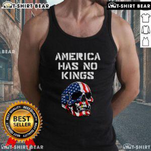 Hot America Has No Kings tank top featuring a skull graphic and United States flag design, perfect for patriotic summer wear.