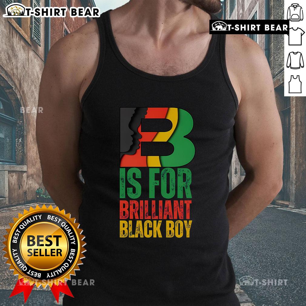 Brilliant Black boy wearing 'Hot-B-Is-For' Black History Month tank top, celebrating cultural pride and heritage.