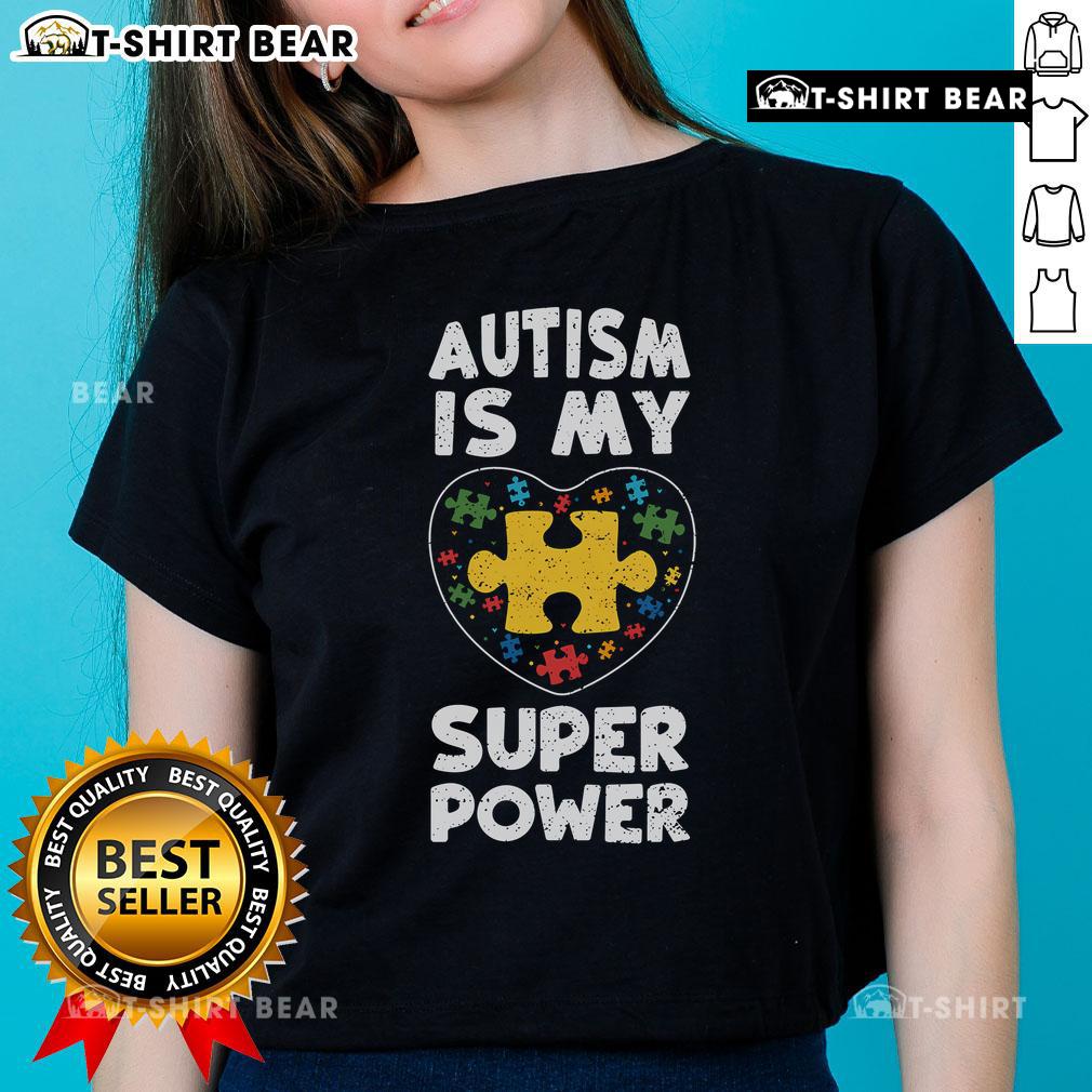 Nice Inclusion Autism Is My Super Power Ladies Tee promoting autism awareness with vibrant design and empowering message.
