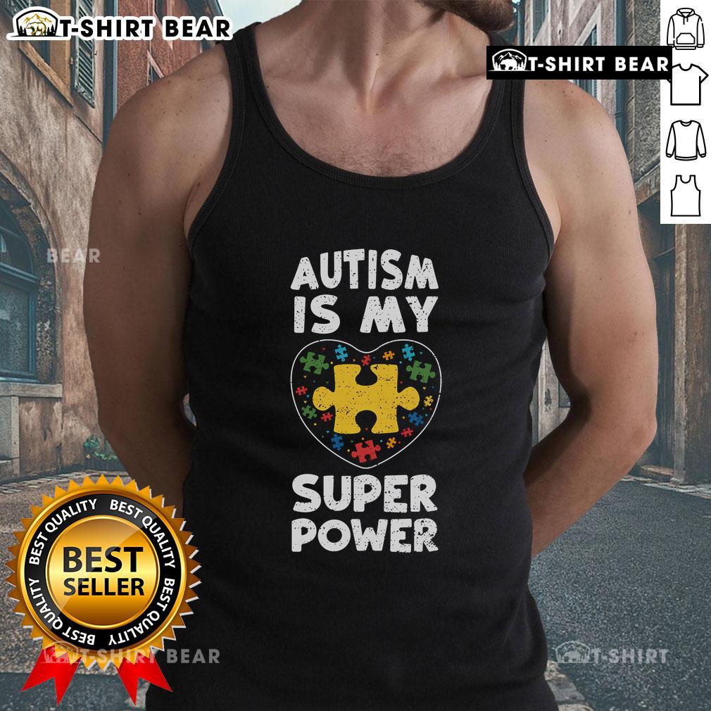 Autism Awareness tank top featuring 'Autism Is My Super Power' design, promoting inclusion and understanding of autism.