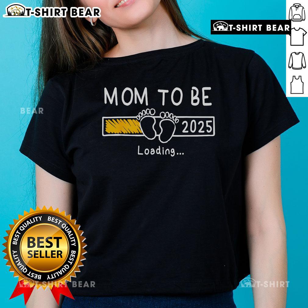 Nice Mom To Be 2025 Loading Tee for expecting mothers, featuring 'Promoted to Mommy' design in stylish ladies' fit.