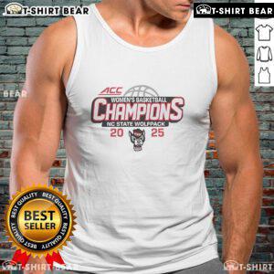 NC State Wolfpack Women's Basketball ACC Champions 2025 tank top in red, perfect for fans and game day wear.