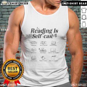 Nice Reading is Self Care tank top for book lovers, promoting mental health and relaxation through reading.