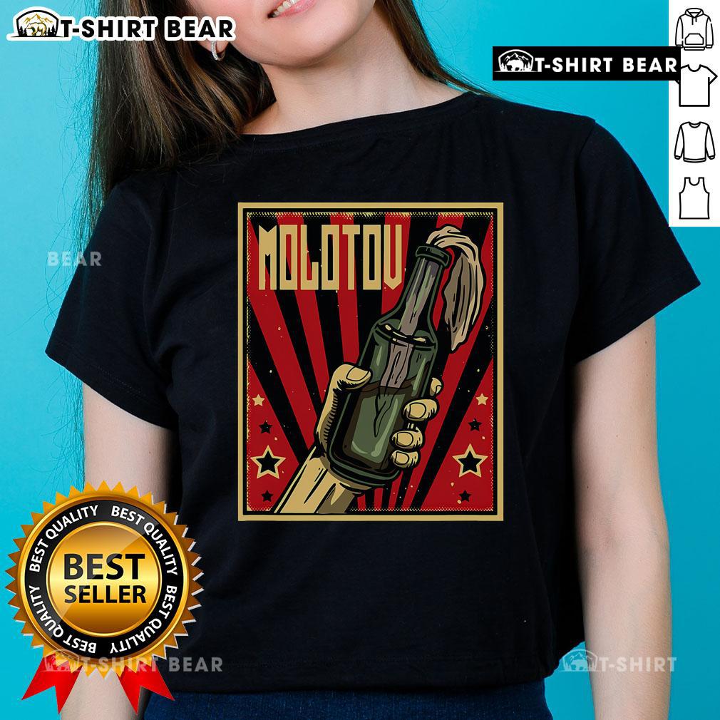 Official Anarchy Molotov Cocktail Revolution Rage Ladies Tee with bold graphic design for stylish rebellion.