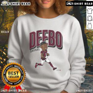 Deebo Samuel caricature sweatshirt featuring Washington Commanders logo, perfect for NFL fans and fashion lovers.
