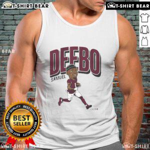 Deebo Samuel caricature tank top featuring Washington Commanders logo, perfect for NFL fans and sportswear enthusiasts.