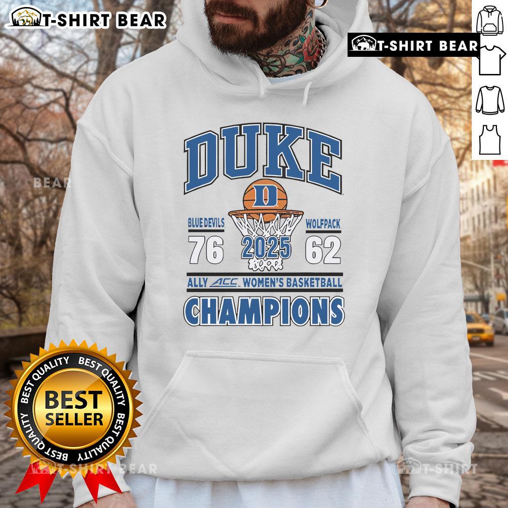 2025 ACC Women's Basketball Champions hoodie featuring Duke Blue Devils vs Wolfpack design, perfect for fans.