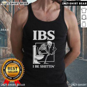 Alt Text: Official IBS I Be Shittin Skeleton Tank Top featuring a quirky skeleton design, perfect for humorous casual wear.