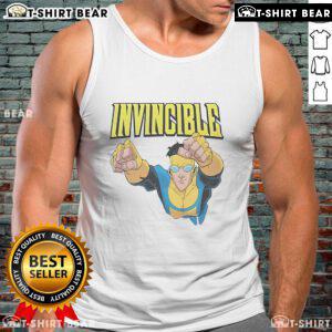 Official Invincible Mark Grayson tank top featuring vibrant graphics of the iconic superhero design.