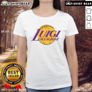 Official LA Luigi's Mangione logo on a stylish ladies tee, showcasing vibrant colors and trendy design.