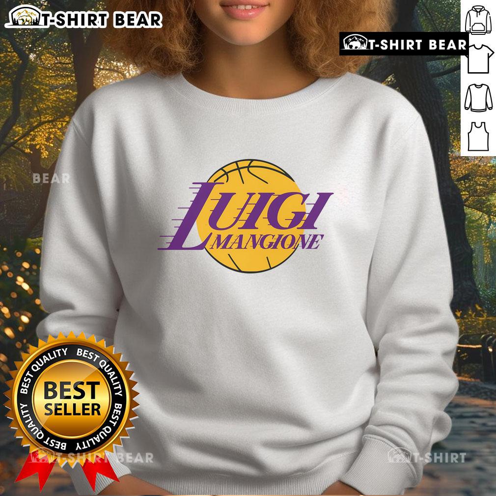 Alt Text: Official LA Luigi's Mangione logo sweatshirt featuring a stylish design and vibrant colors, perfect for fans and casual wear.