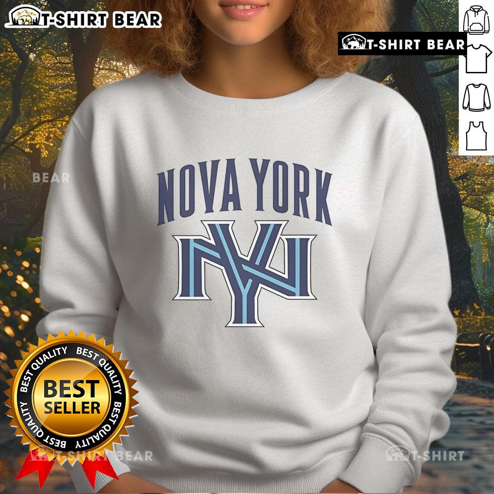 Alt Text: Official New York Knicks sweatshirt featuring team colors and logo, perfect for fans to show their support.
