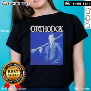 Official Orthodox Straight Edge Shotgun Ladies Tee featuring bold design, perfect for fans of straight edge lifestyle.