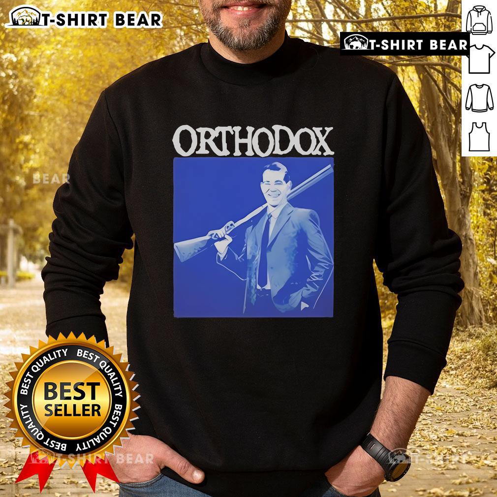Official Orthodox Straight Edge Shotgun Sweatshirt featuring bold graphics and a stylish design for streetwear enthusiasts.