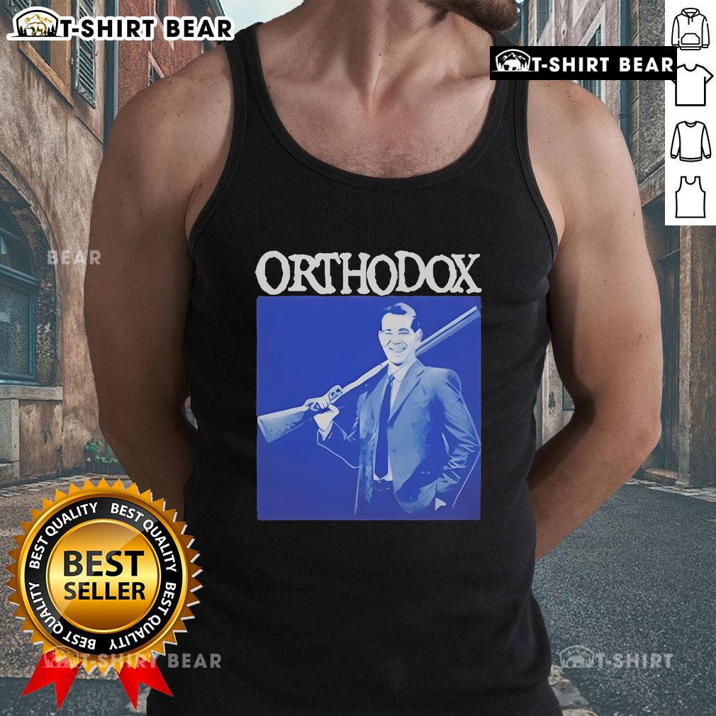 Official Orthodox Straight Edge Shotgun Tank Top featuring bold graphics and a stylish design for a trendy look.