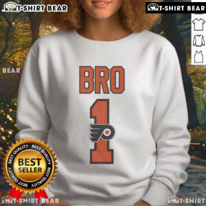 Official Philadelphia Flyers Number 1 Bro Sweatshirt in orange with bold team logo, perfect for fans and game day wear.