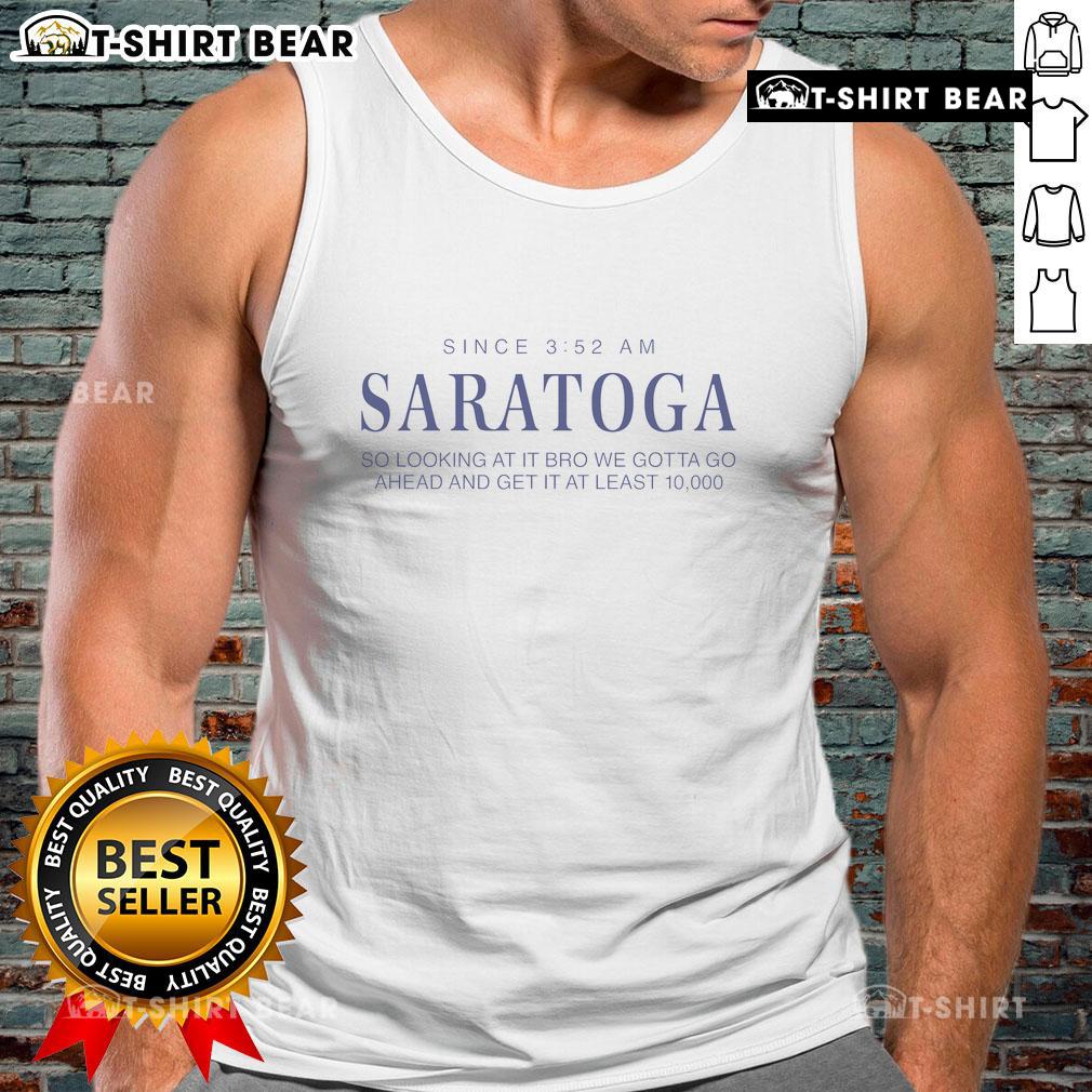 Official Saratoga Water tank top featuring a stylish design, perfect for fans of Saratoga Springs' iconic drink.