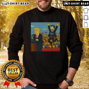 Official The Simpsons sweatshirt featuring Donald Trump and Elon Musk with 'Make America Great Again' slogan.