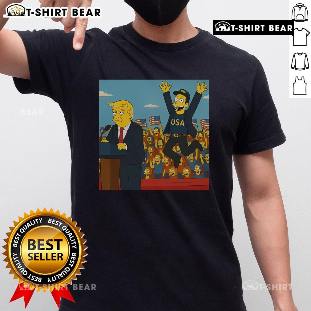 Official The Simpsons Donald Trump and Elon Musk Make America Great Again T-Shirt featuring cartoon characters in a fun design.