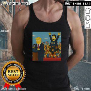 Official The Simpsons Donald Trump and Elon Musk Make America Great Again tank top featuring vibrant graphics and pop culture humor.