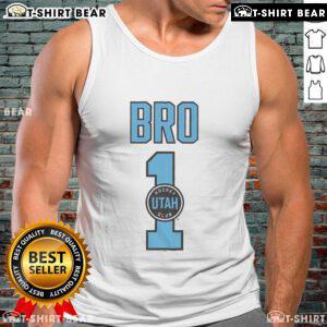 Official Utah Hockey Club Number 1 Bro Tank Top displayed on a mannequin, showcasing sporty design and team spirit.
