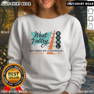 Vintage Official West Valley Bowl Canoga Park CA sweatshirt featuring retro bowling graphics and classic design.
